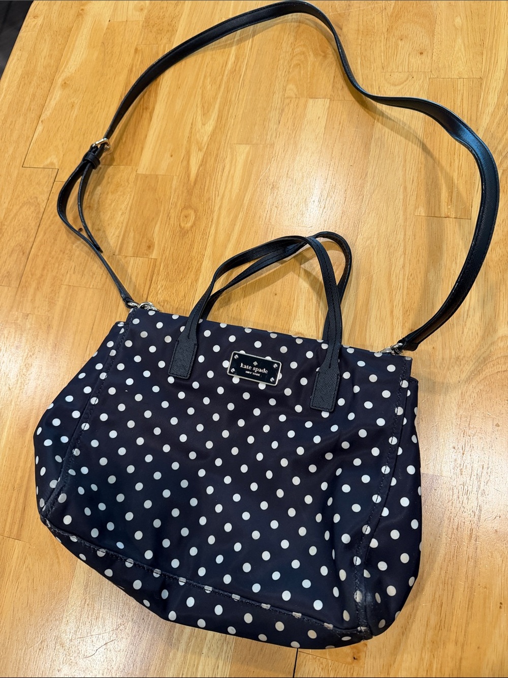 kate spade Black with White Polka Dot Nylon Crossbody Bag
